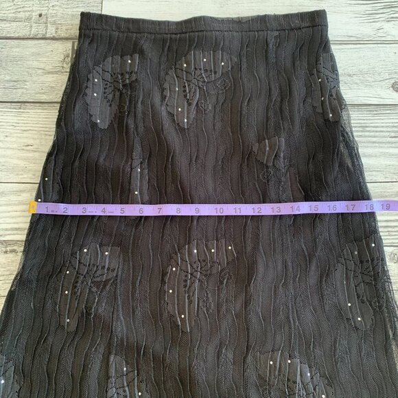 Joseph Ribkoff Vintage Union Made Floral Sheer Mesh Rhinestone Embellished Skirt - Picture 11 of 12